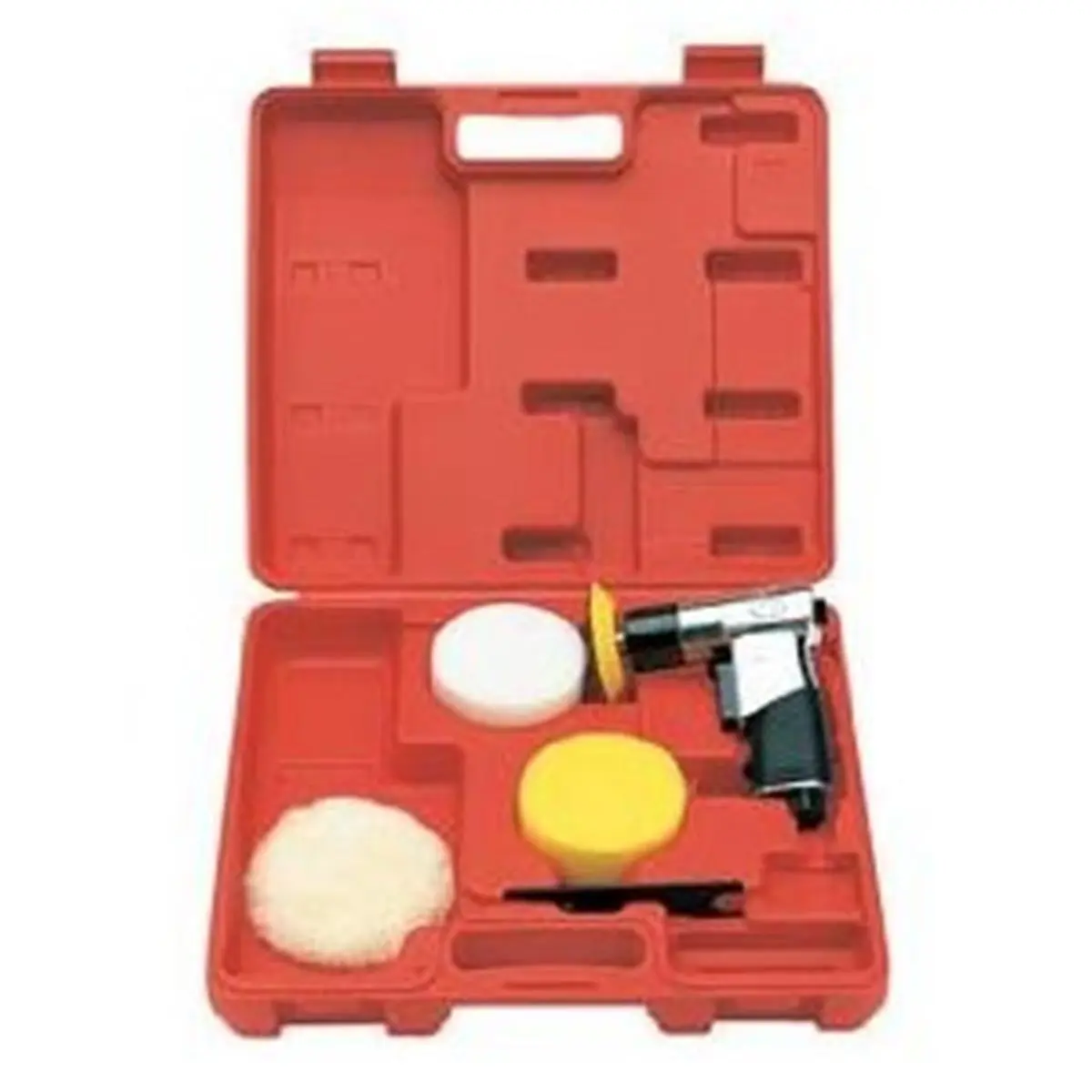Chicago Pneumatic 7201P Adjustable Mini Polisher Kit - 2-Finger Throttle, 2500 RPM, 3" Backing Pad, 3-1/2" Foam Compounding Pads, Wool Foam Accessories, Rubber Handle for Surface Finishing
