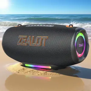 ZEALOT Waterproof Bluetooth Speaker with Strap, 100W Portable Outdoor Speaker HIFI Stereo Bass, IPX7, 24000mAh Battery, RGB Lights, EQ/PD Fast Charge, Power Bank for Party Camping Gym Gift.