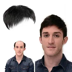 100% Human Hair Toupee for Men Clip in Hairpiece Topper Top Piece Hair Extension for Gray Hair/Baldness