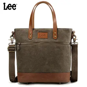 Montana West x Lee Waxed Canvas Tote Bag for Women Medium Vintage Crossbody Bag for Work with Leather Handle