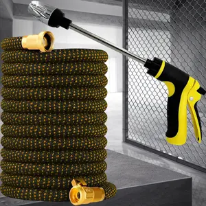 Expandable Leak Proof Hose with Long Spray Gun, Heavy-Duty Rubber & Polyester, Us 3/4 Connectors, Car Wash, Garden, Lawn Care, All-Season Use