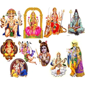 Set of 10 Hindu Gods Sticker Decals of Size 3x5 inches for Wall, Phone, Laptop, MacBook, car Window, car Decal, Bumper, Temple and Many More