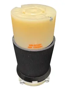 HUBBELL HBL2413ST NEMA L14-20R Twist-Lock Industrial Female Connector 20A 125/250V 3-Pole 4-Wire Grounding Screwless Terminal Black and White