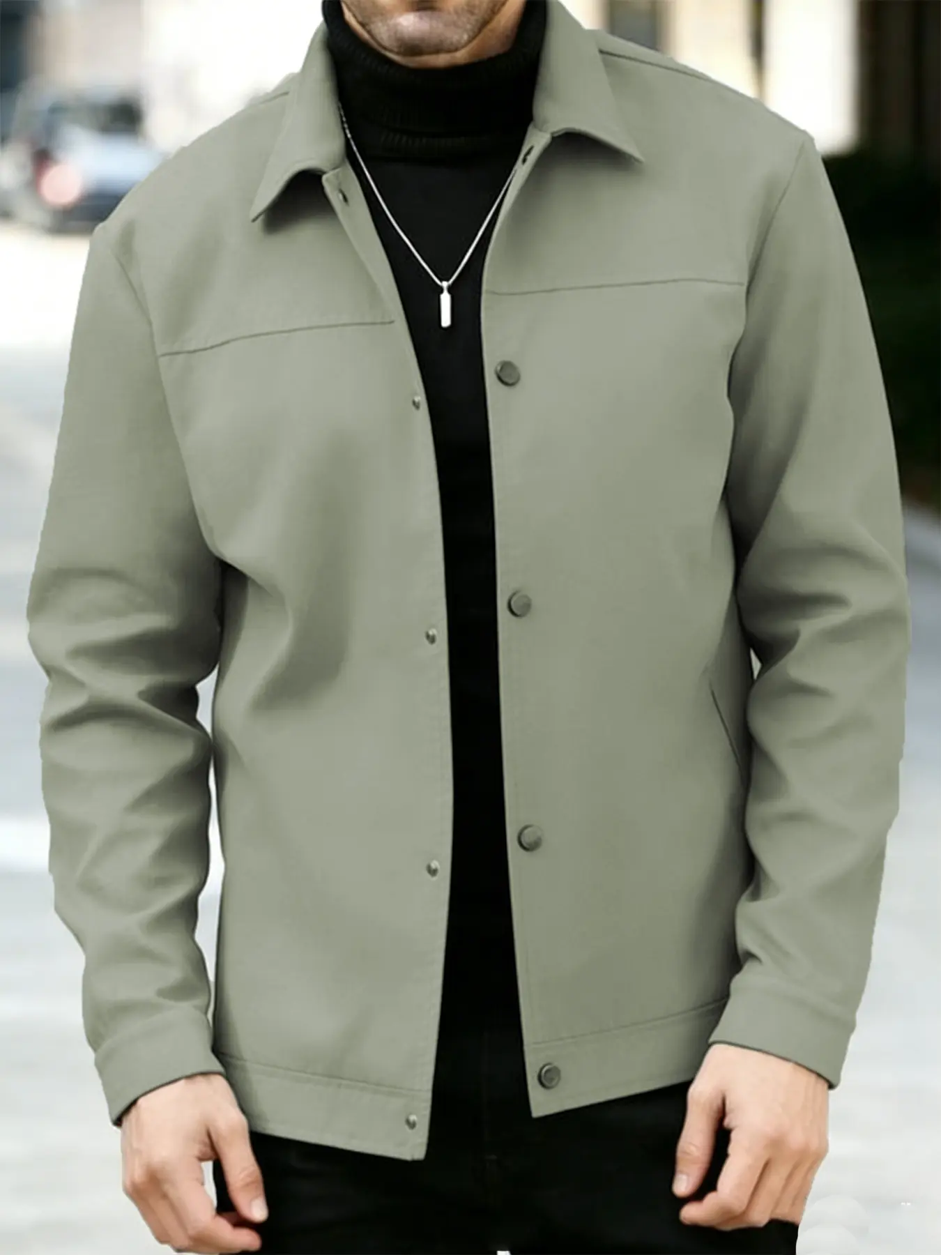 Men's Spring and Autumn Casual Lapel Jacket, Street Style Jacket, made of 100% polyester fiber, featuring a buttoned front and closure design, a collar jacket, machine washable, and easy to maintain fabric, suitable for daily life, casual sports