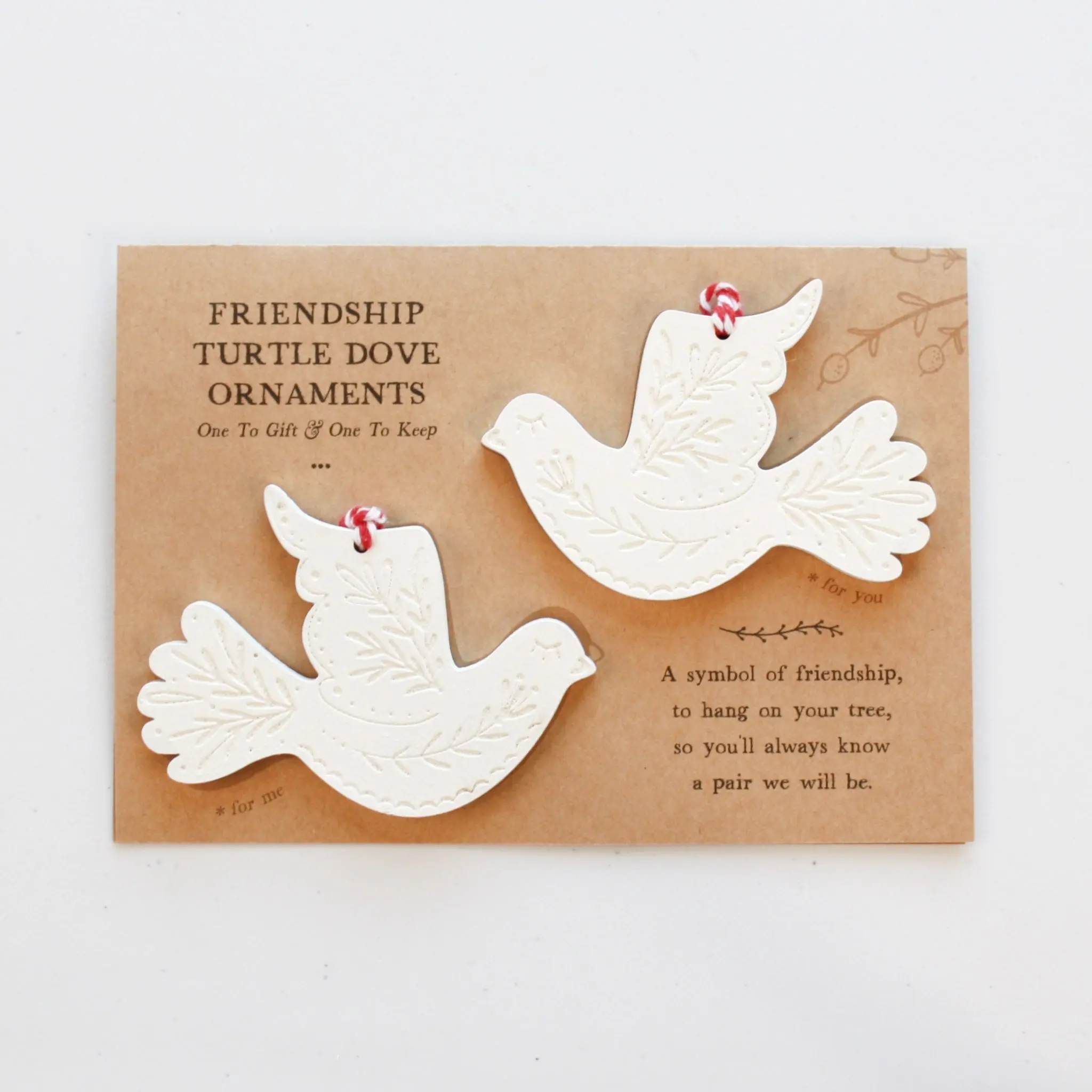Turtle Dove Friendship Christmas Ornament - Gift Set of 2