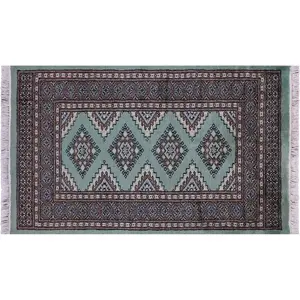 Green Silky Bokhara Hand-Knotted Wool Rug 2' 8" X 4' 4" - Q23822