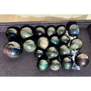 Wholesale Lot 1 Lb Natural Rainbow Obsidian Sphere Crystal Ball Energy Healing