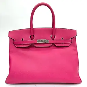Pre-owned HERMÈS Birkin 35 Hot Pink Togo Calfskin Square O Stamp Full Lock Set Base 35cm Serial N23119290