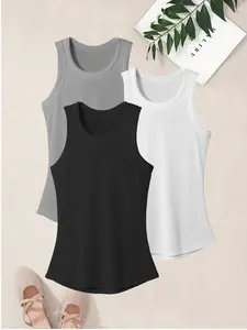 Women's Solid Color  Sports  Singlet, Breathable Comfortable Sleeveless Top for Yoga Gym Workout, Ladies Sportswear for Summer, Gym Athletic Clothes, Womenswear, Athletic Fitted Breathable, Athletic Yoga Tops