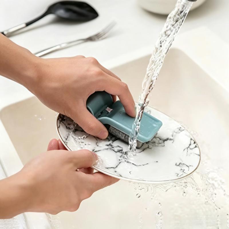 Easy Grip Anti-cut Kitchen Cleaning Brush | Foldable U-shaped Double-sided Cleaner | Friendly For Elderly Unsteady Hands Use | No-scratch Dish Bowl Cutlery Brush | Home Kitchen Dishwashing Tool