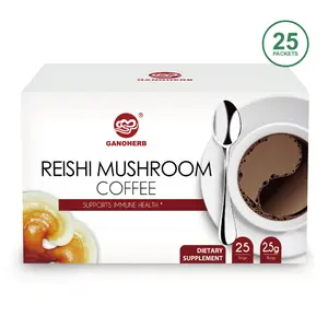 Ganoherb Reishi Black Coffee, Organic Instant Reishi Coffee, Relieves Stress, Improves Focus, Boosts Immunity, Mixed Flavors, Pure Formula, No Additives, Sugar-Free, 25 Sachets Per Pack. hot1