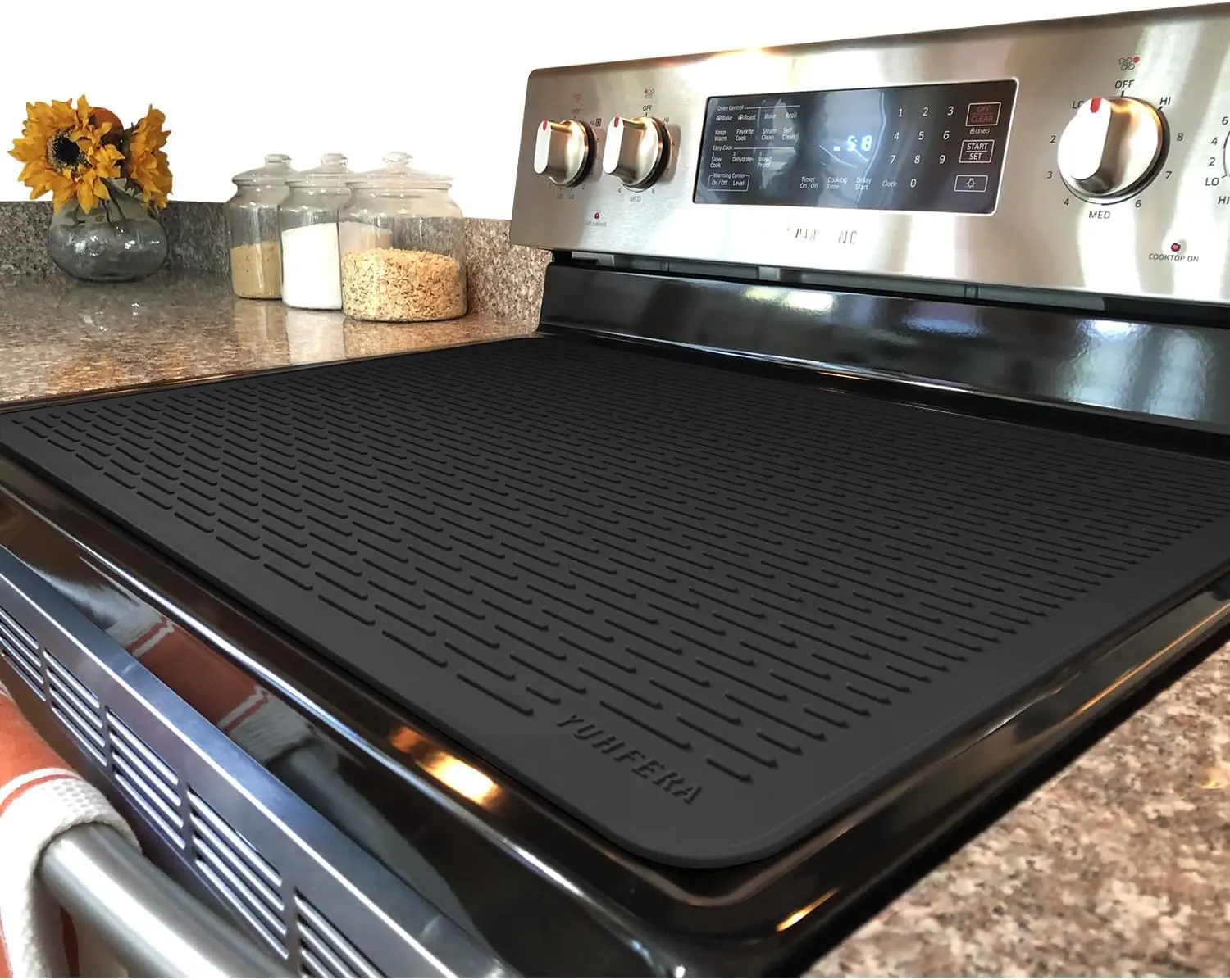 Stove Top Cover for Electric Stove - Silicone Stove Mat for Glass Top, Glass Cooktop Protector, XL Dish Drying Mats for Kitchen,Oven Covers for Electric Stove (Black,30 x 21) kitchenware Set