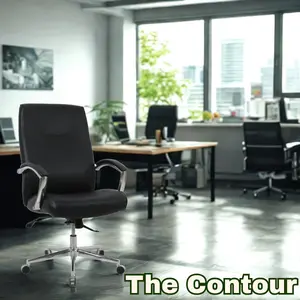 Contour Big & Tall Office Chair with Bonded Leather Upholstery, Pneumatic Height Adjustment, Knee Tilt Seat Plate, 5-Star Chrome Metal Base, 350 lb. Weight Capacity