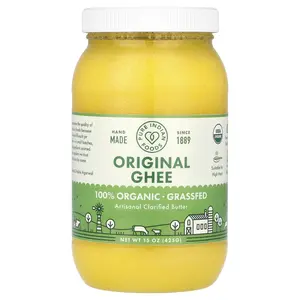 Pure Indian Foods Organic Artisanal Clarified Butter, Original Ghee, 15 oz (425 g)