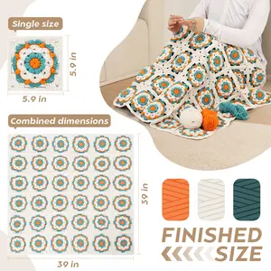 Crochet Set for Crochet Blanket Crochet Kit for Beginners Included Instructions with Step-by-Step Video Tutorials and Paper Illustrations for Throw Blanket Tablecloth Throw Sofa Cover