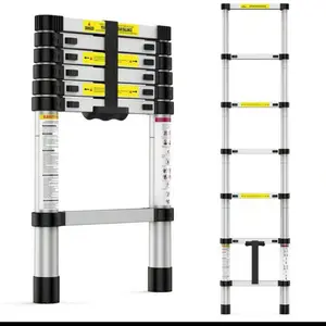 Aluminum 6.6FT Telescoping Ladder, Folding Collapsible Ladder with Non-Slip Feet, Portable Multi-Purpose Extension for Home, RV, Loft & Outdoor Work
