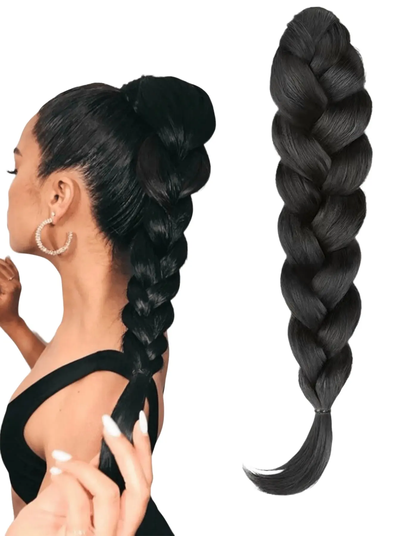 Synthetic Hair Braid Ponytail Clip on Heat Resistant Braided Pony Handmade Braided Hairpiece Ponytail Extension for Women Daily and Party Use