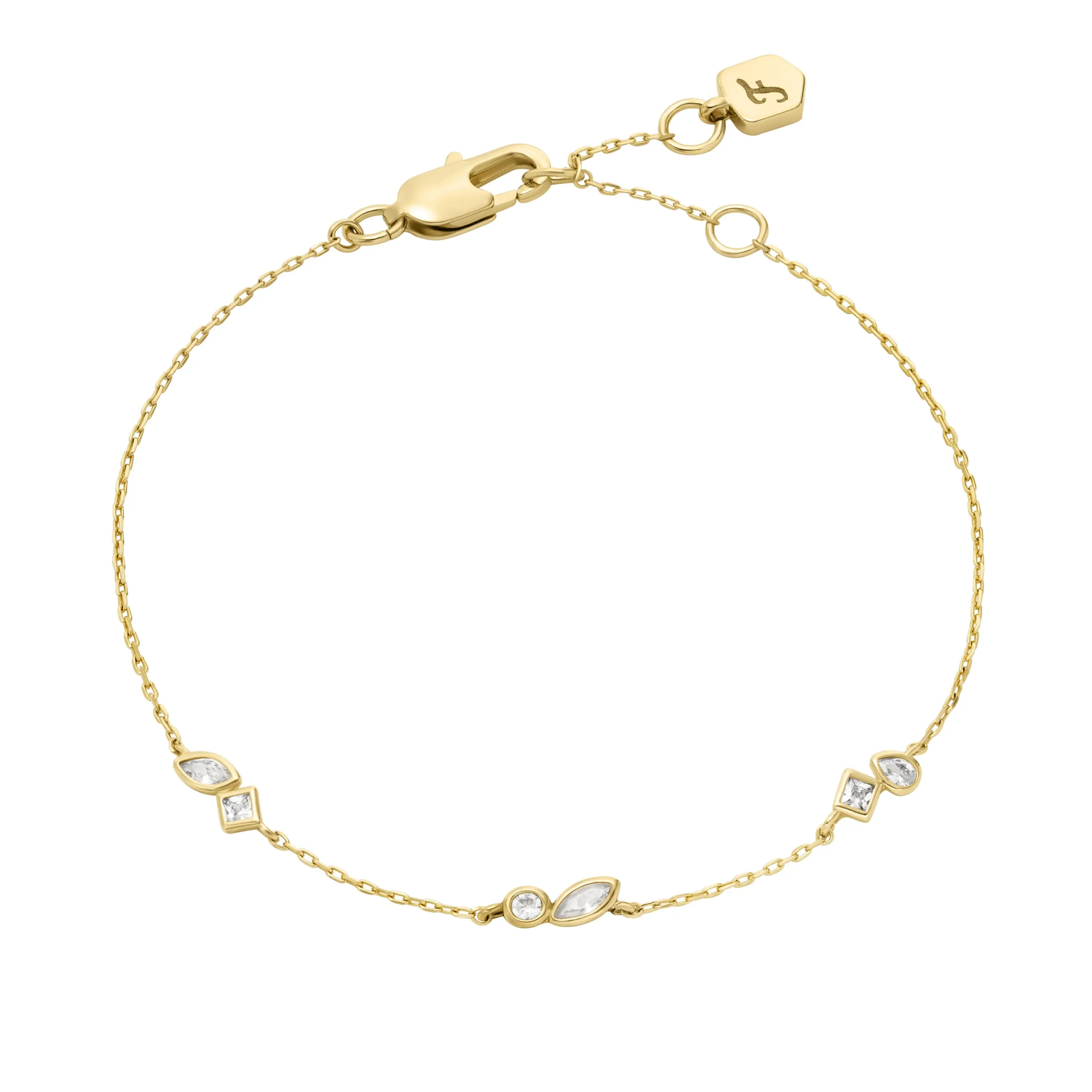 Fossil Women's Ellis Toi Et Moi Gold-Tone Brass Station Bracelet