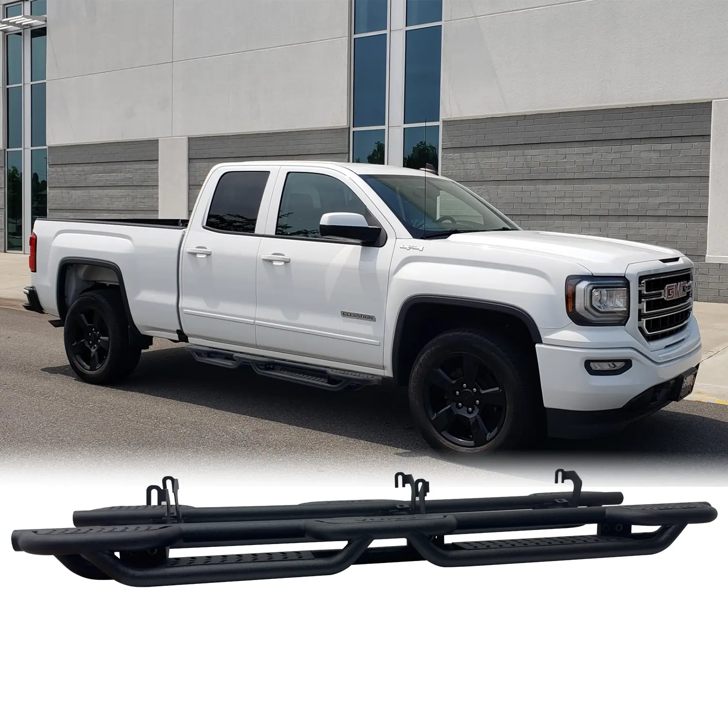TIOYAR Steel Running Boards - Stable Drop Side Step Rails for 2007-2018 Chevy Silverado/GMC Sierra 1500/2500HD/3500HD Extended/Double Cab 4-Door Truck Vehicle Accessories Simple screw installation