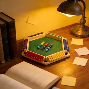 Wooden Closed Box Dice Game Set for 1-6 Players Family Night & Party Fun Ideal for Bonding and Entertaining Guests Colorful Standard Six-Sided Dice Family Game Large Shut The Box Game Set