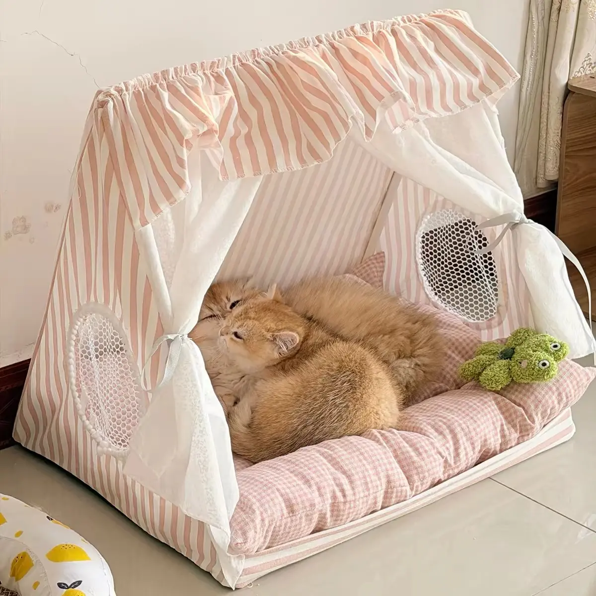 Four-season Cat Tent Bed for Small Puppies and Kittens, Washable Pet Tent, Cat Camping Tent, Pet Supplies for Small Dogs & Cats, Semi Enclosed Pet House,Pet Products