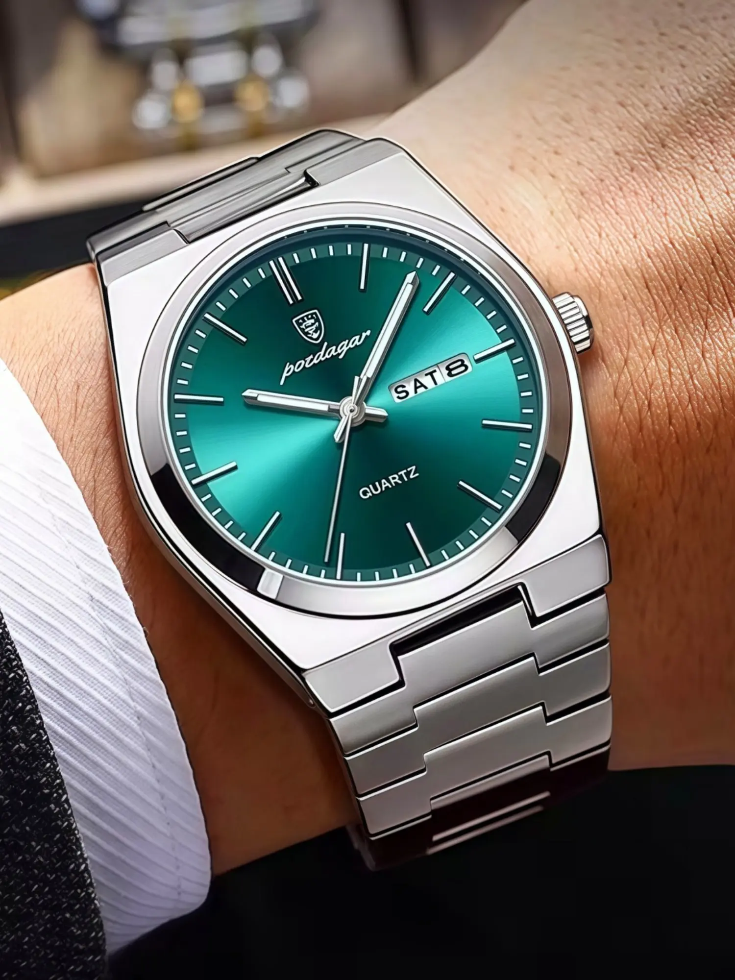 Luxury Men's Analog Quartz Watch, Fashionable Luminous Hands, Fashion Square Dial, Date Calendar, 30m Waterproof, Durable Stainless Steel Strap, Business Gift