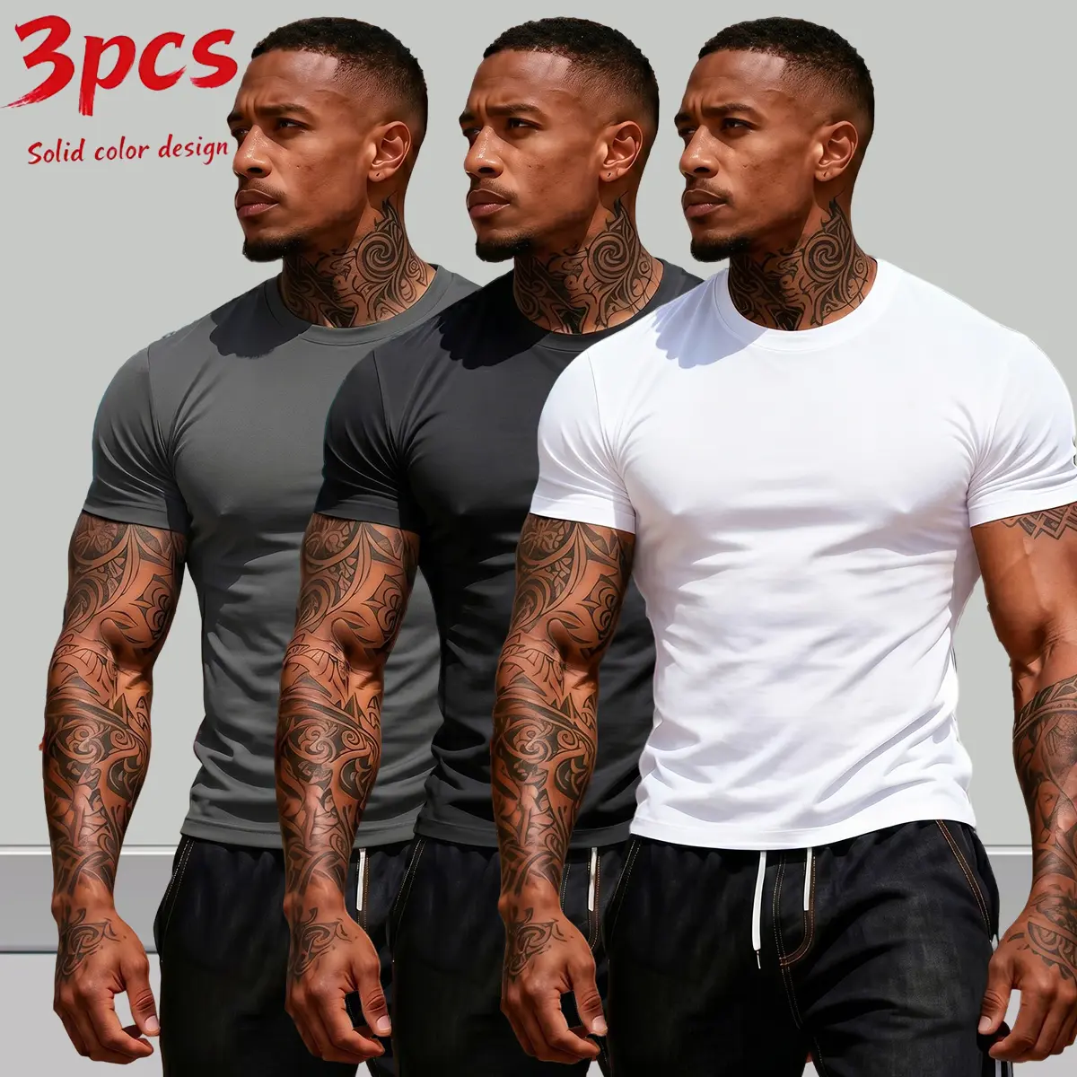 Men's Dry Fit Active Round Neck Solid Polyester T-Shirt - Quick Dry, Lightweight, Breathable Regular Fit Short Sleeve Top for Gym Training, Outdoor Work