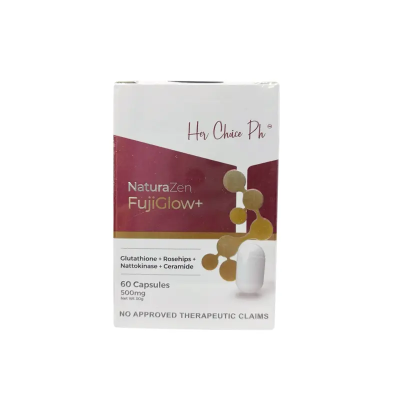 Her Choice PH NaturaZen FujiGlow+ Glutathione with Rosehips, Nattokinase,  Ceramide & Inositol – 60 Capsules (500mg)