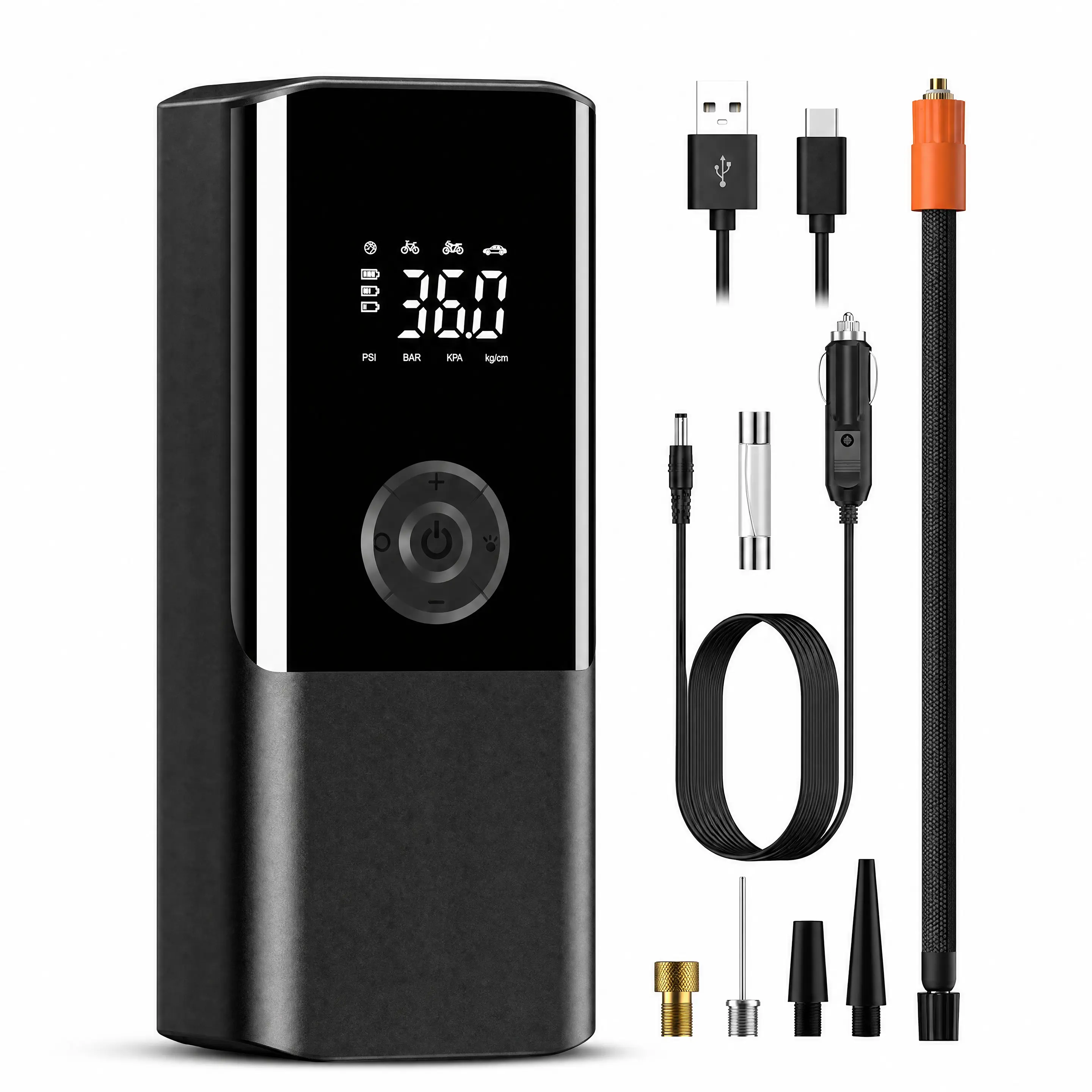 Cordless Portable Tire Inflator Air Compressor, 150 PSI Mini Pump with Dual Digital Display, Tire Inflator With Gauge, Fast Inflation for Everyday Tire Care