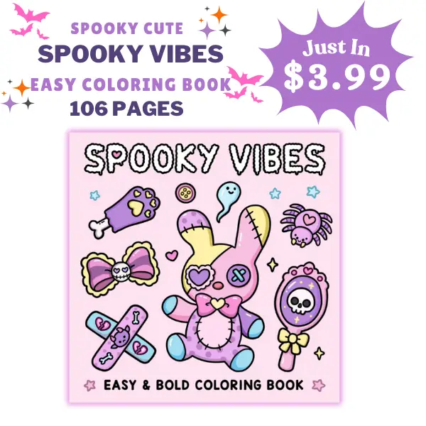 Spooky Vibes Halloween Specail : Coloring Book for Adults and Teens Featuring Cute, Creepy Goth Stuff and Creatures