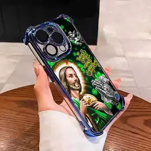 San Judas  Tadeo Street Graffiti Style Suitable for Aesthetic Electroplated TPU Casing For iphone 17 16 15 14 13 12 11 X XS PRO PLUS MAX AIR Samsung S25 S24 S23 Four Corners Anti-Fall Transparent Casual Soft Silicone Phone Cases Perfect Gift  L1788