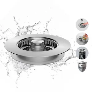 3-in-1 Magic Sink Stopper, Heavy Duty 304 Steel, Blocks Food Hair Clogs in Standard 3.5" Drains
