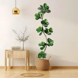 Lifelike Artificial Fiddle Leaf Fig Tree – Large Realistic Faux Plant with Black Nursery Pot, Decorative for Indoor Outdoor Home or Office, Perfect Housewarming Gift