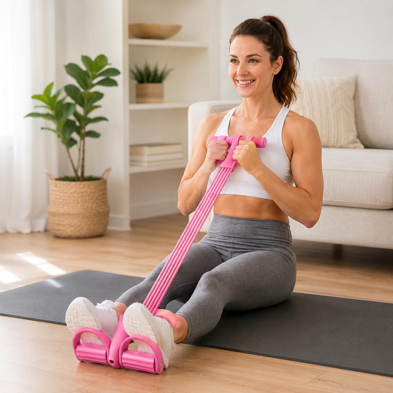 6-Tube Pedal Resistance Band Set with Jump Rope, Non-Slip Handles & Foot Pedals, Portable Elastic Pull Rope Fitness Equipment for Home Gym Workouts