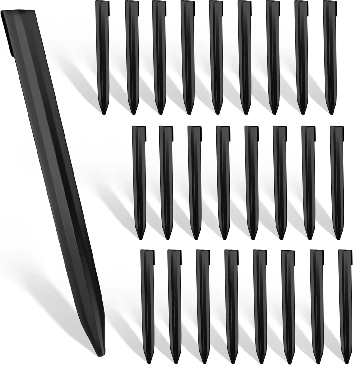 26Pcs 12" Metal Landscape Edging Stakes, Silver Steel Garden Spikes, Landscaping Edging Stakes, Bender Board Anchoring Spikes for Corrugated Edging