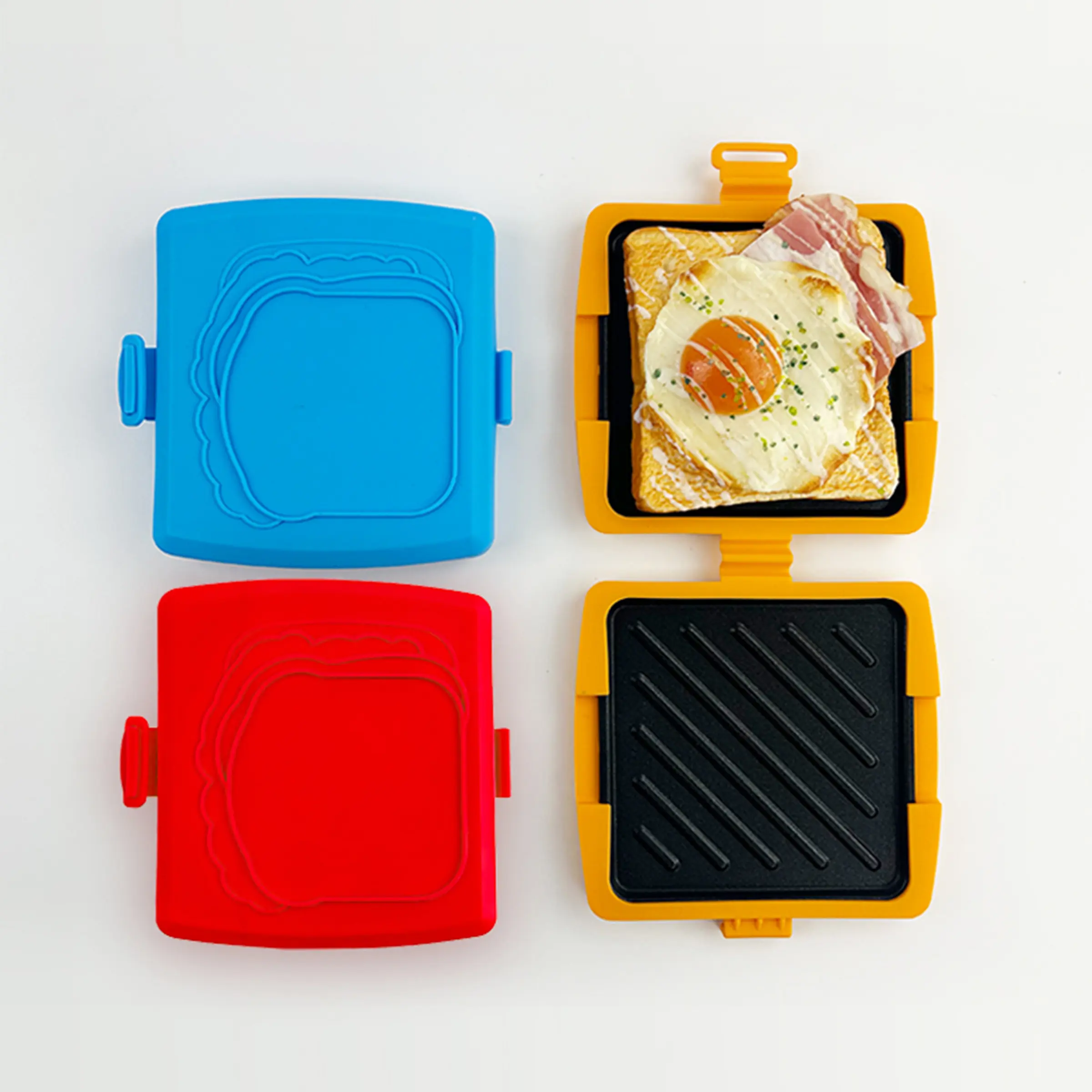 2-Minute Microwave Sandwich Maker, Food-Grade Silicone Toastie Grill Mold, Nonstick Reusable Breakfast Maker for Toast, Eggs, Bacon & Snacks. siliconetool kitchen accessories