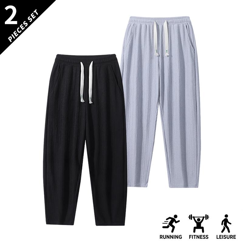 3-pack men’s fashion loose casual pants; all-season straight-leg wide-leg trousers; corduroy fabric with elastic waistband and drawstring sports casual pants; solid-color men’s pants suitable for everyday casual wear, sports, and outdoor activities; ideal