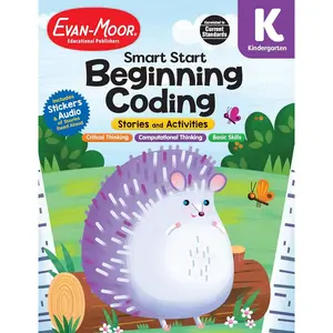 Evan-Moor Smart Start Beginning Coding, Grade K, Activity Workbook, Includes Stickers and Audio read along, Basic Skills, Critical Thinking, ... ... Beginning Coding Stories and Activities) Paperback – Teacher's Edition, January 30, 2022