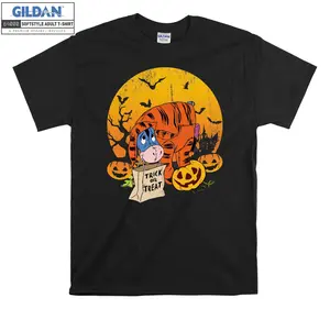 Eeyore Costume Tigger Halloween T-shirt, Cute Cartoon Halloween Shirt, Halloween Pumpkin Tee, Retro Ghost , Classic Fit, Trendy Unisex Tee