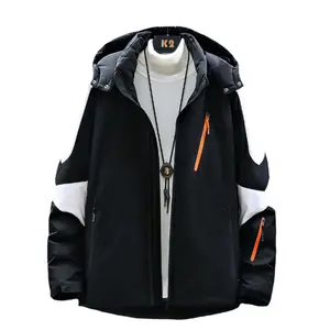 Bmuvlss Men's White Duck Down Jacket Hooded Zip-Up Winter Coat - Cold-Proof with Hood, White Duck Down Fill, Black/White/Red Color-Block Design & Full-Zip Closure for Skiing, Snowboarding, Outdoor ctivities ( & dult), Winter Clothes For Men, Mens Winter C