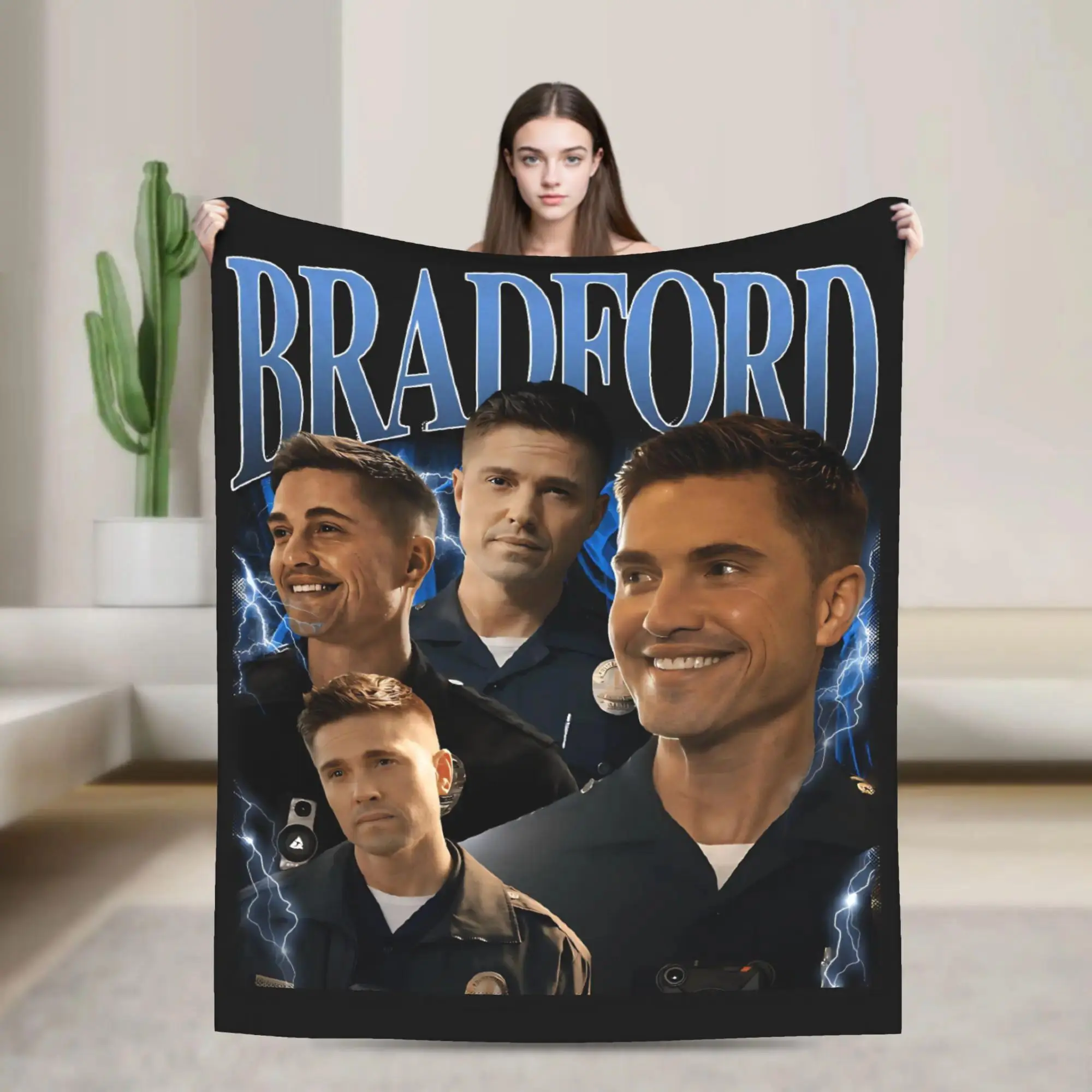 The Rookie Tim Bradford Polyester Flannel Blanket - Cozy Warm, Lightweight Ultra-Soft Microfiber Throw, Multi-Size Sofa Cover for Couch, Bed, Blanket Gifts for Relaxation, Cozy Warm Blanket