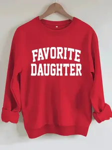 Women's Casual Favorite Letter Pattern Hoodie, Soft Long Sleeve Crewneck Sweatshirt, All-Season Comfort