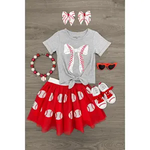 Red Sequin Baseball Tutu Skirt Set