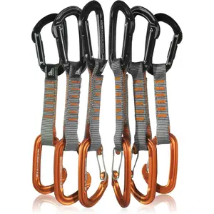 Quickdraw Set with Wire Gate Carabiner 11cm Orange/Black 5000lb Test Mil Spec Webbing 23 KN MBS for Indoor Climbing Gyms