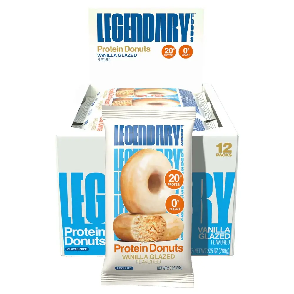 Legendary Foods Protein Donut Snack, Vanilla Glazed Flavor - 12 Pack (24 Total), 780g