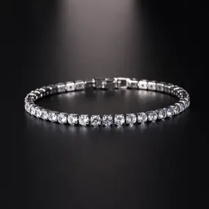 Iced Out 4mm Cubic Zirconia Tennis Bracelet for Women Men, Luxury Hip Hop, Gold Color Silver Color Crystal Bracelet Chain, Sparkling CZ Jewelry Gift, Unisex Bling Wrist Accessory for Parties Daily Wear, Stylish Fashion Jewelry Must Have