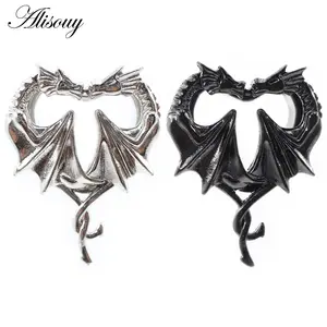 Alisouy 1PC Stainless Steel Heart Alloy Pterosaur Ear Tunnels Plugs Expander Stretcher Gauges Earrings Piercing Body Jewelry