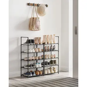 【Deals For You】SONGMICS HOME 10 Tier Shoe Shelf, Shoe Storage Organizer, Space-Saving, Metal Frame, Non-Woven Fabric Shelves, for Entryway, Bedroom Racks