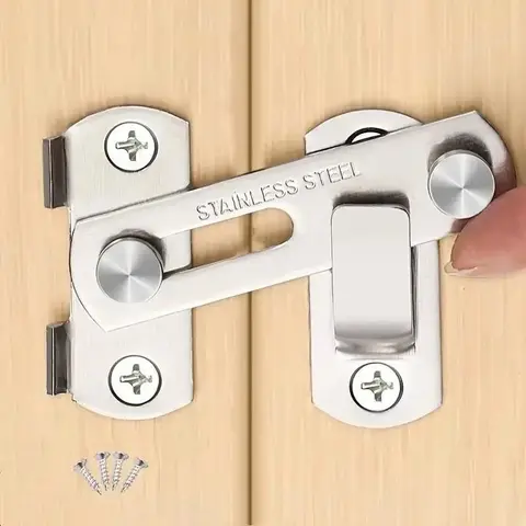Stainless Steel Barn Door Lock Latches Flip Door Latch Sliding Wine Cabinet Closet Door Latches Hand Brushed Finished Thicker Solid Metal Anti-theft Design Easy To Install