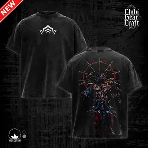 Warframe Game Shirt Kullervo Apostate Daggers Halo Art Vintage Acid Washed Oversized T-Shirt Hoodie Tank Top Sci-Fi Looter Shooter Gaming Graphic Tee Faded Black Grunge Summer Outfits Merch Gift, Gifts For Him